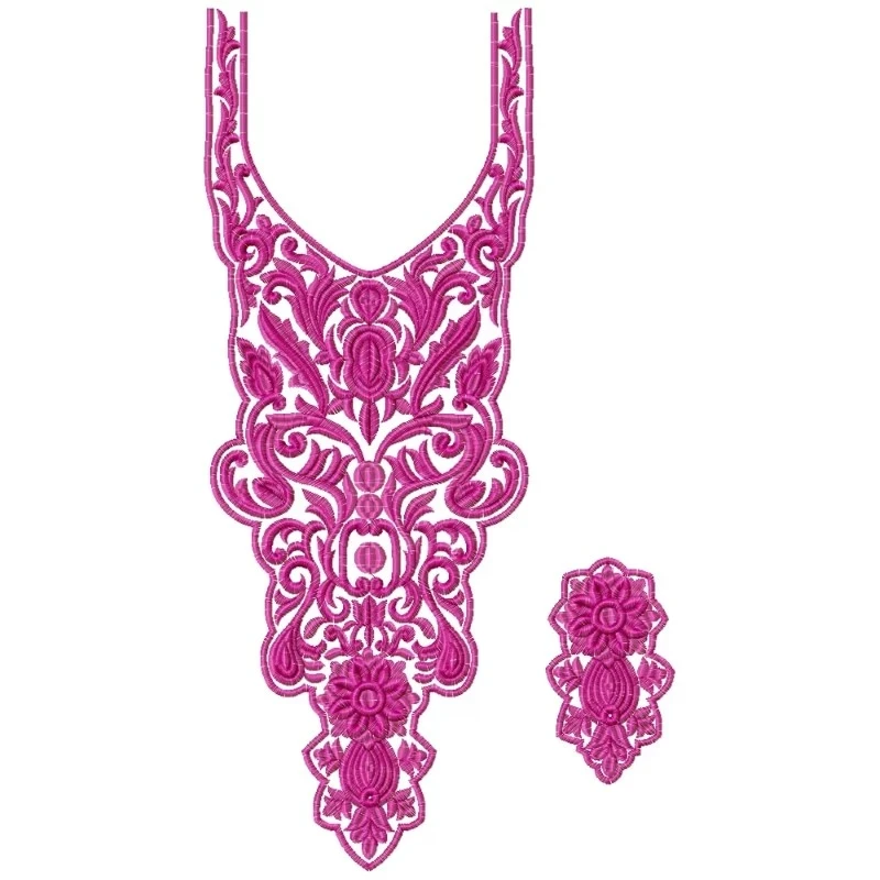 Indian Single Color Neckline Embroidery Design