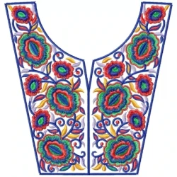 Indian V Shaped Neckline Embroidery Pattern Design