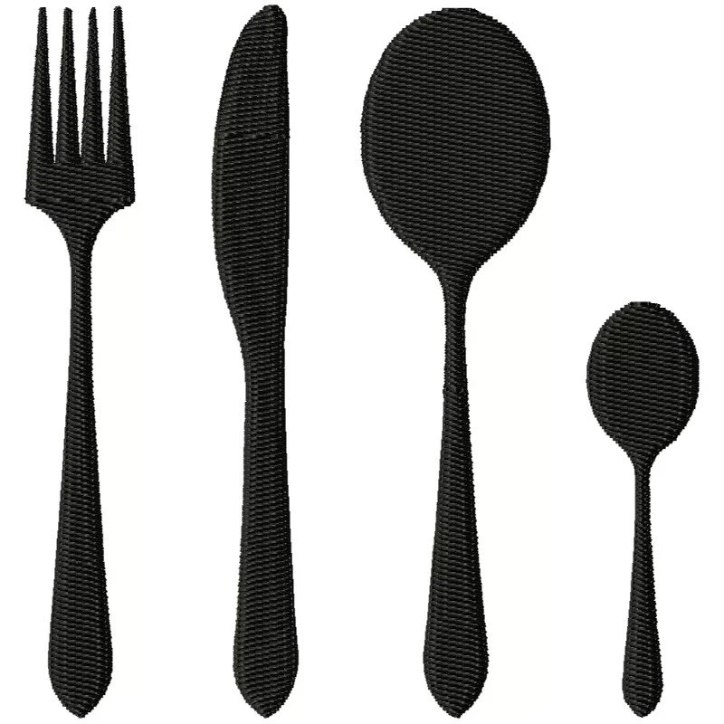 Kitchen Silhouette Fork and Spoon Utensils Design