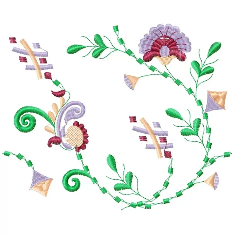 Kite Sky Floral Flowers Embroidery Design