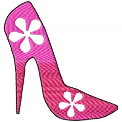 Ladies Heel Shoes Flower Outline Embroidery Designs