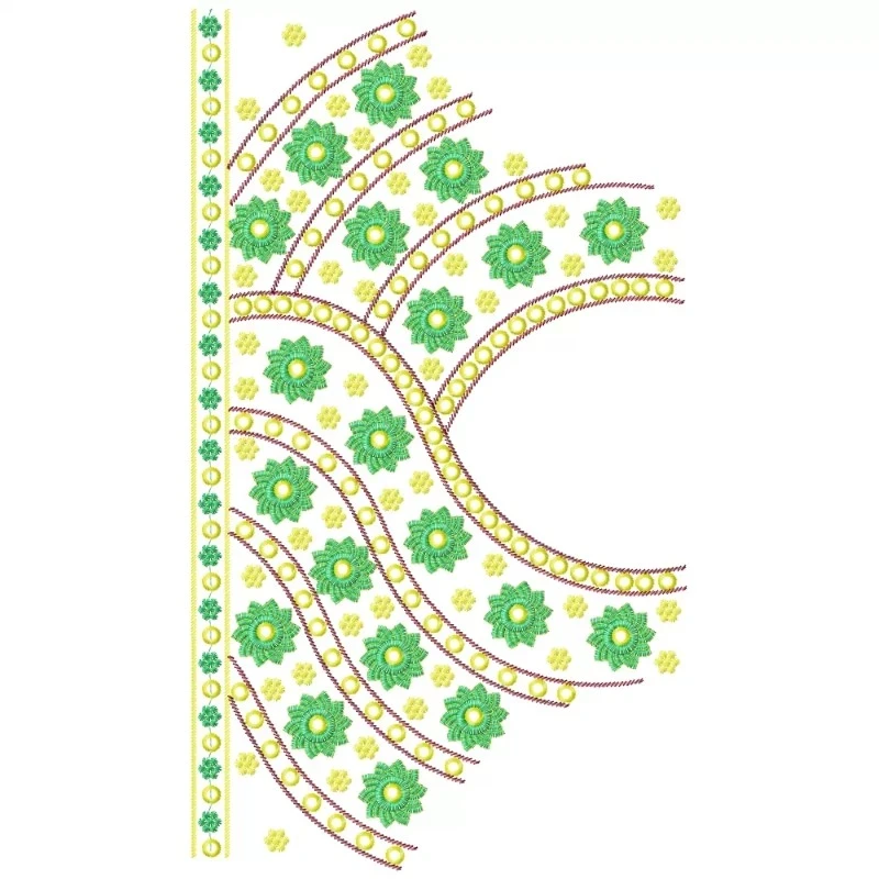 Large Neckline Embroidery Design Pattern