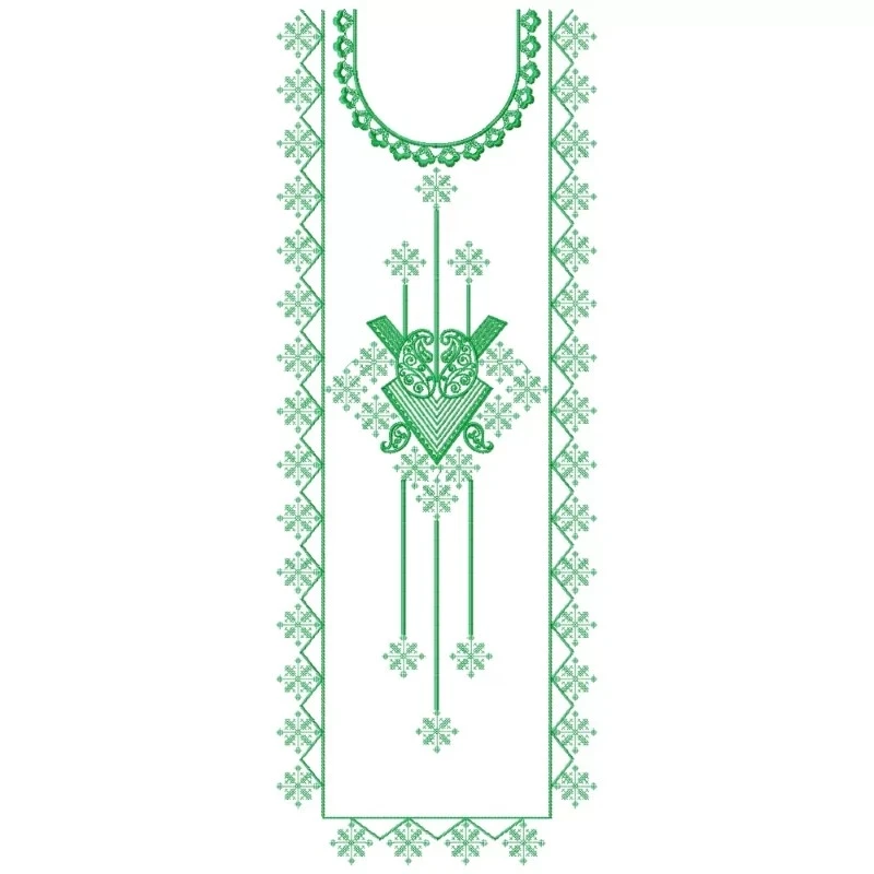 Latest Cross Stitched Flat Neckline Embroidery