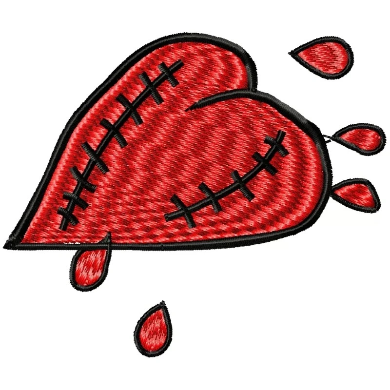 Red Broken Heart Embroidery Design