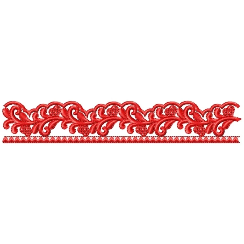 Red Valentine Heart Embroidery Border Design