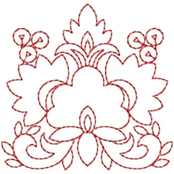 Red Work Floral Embroidery Design