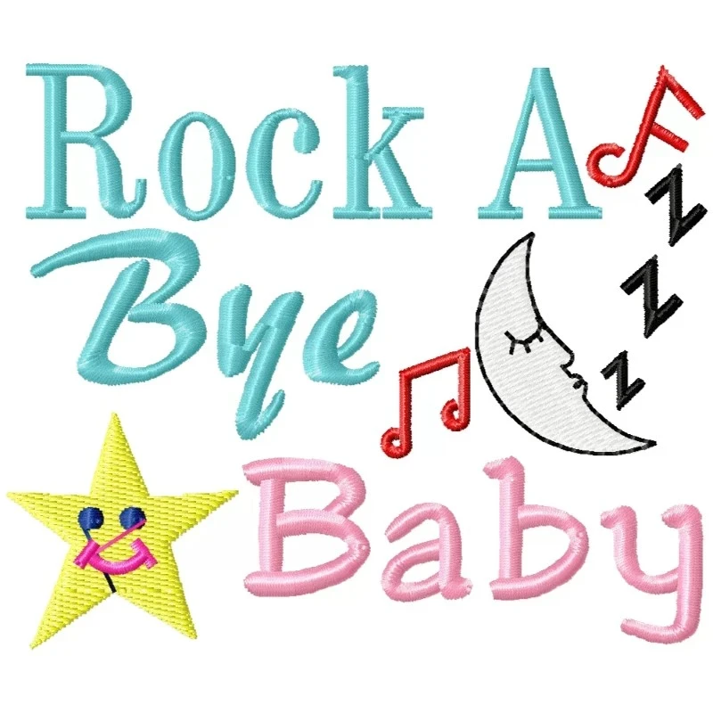 Rock a Bye Baby Embroidery Design Rock a Bye Baby Embroidery Design