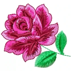 Rose With Leaves Embroidery Design