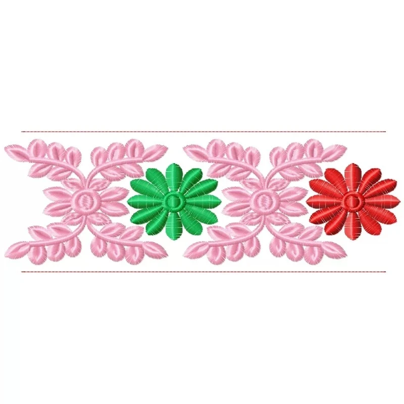 Seamless Flower Embroidery Border Pattern Seamless Flower Embroidery Border Pattern