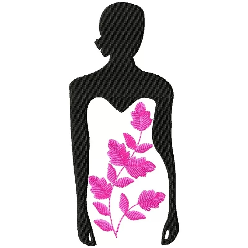 Silhouette Floral Lady Embroidery Design Silhouette Floral Lady Embroidery Design