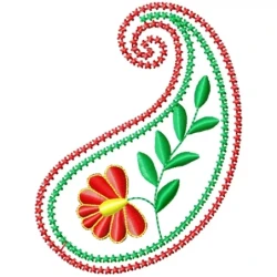 Simple Flower Paisley Outline Embroidery Design