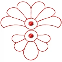 Simple Outline Double Floral Embroidery Design