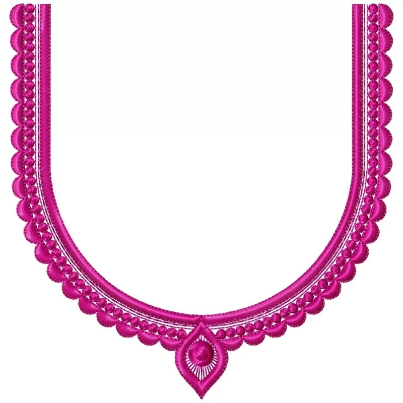 Simple Single Color U Shaped Neckline Embroidery Design