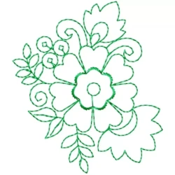Simple Work Flower Outline Embroidery Design