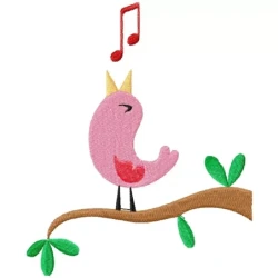 Singing Bird With Music Note Embroidery Design