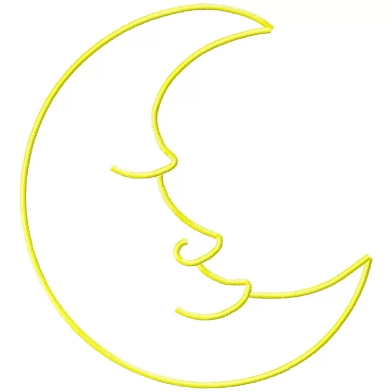 Sleeping Outline Moon Embroidery Design Sleeping Outline Moon Embroidery Design