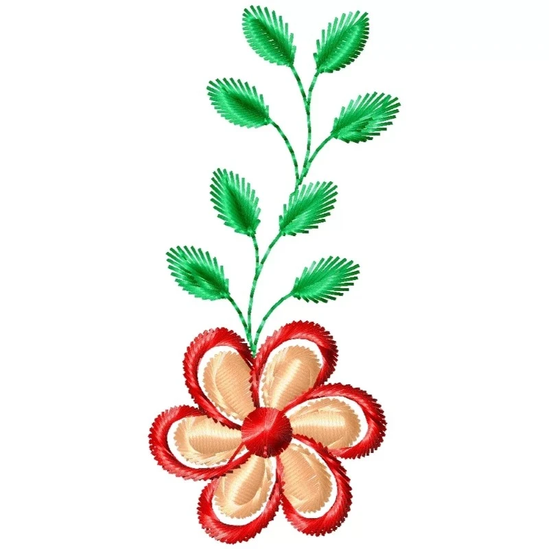 Small Leaf With Flower Embroidery Design Small Leaf With Flower Embroidery Design