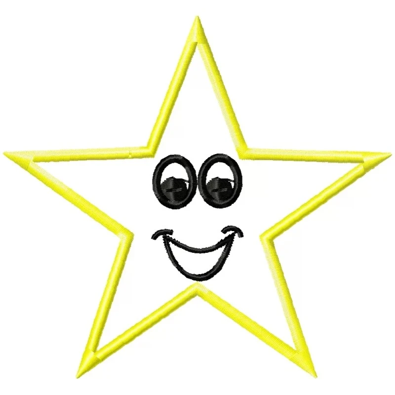 Smiley Star Outline Machine Embroidery Design Smiley Star Outline Machine Embroidery Design