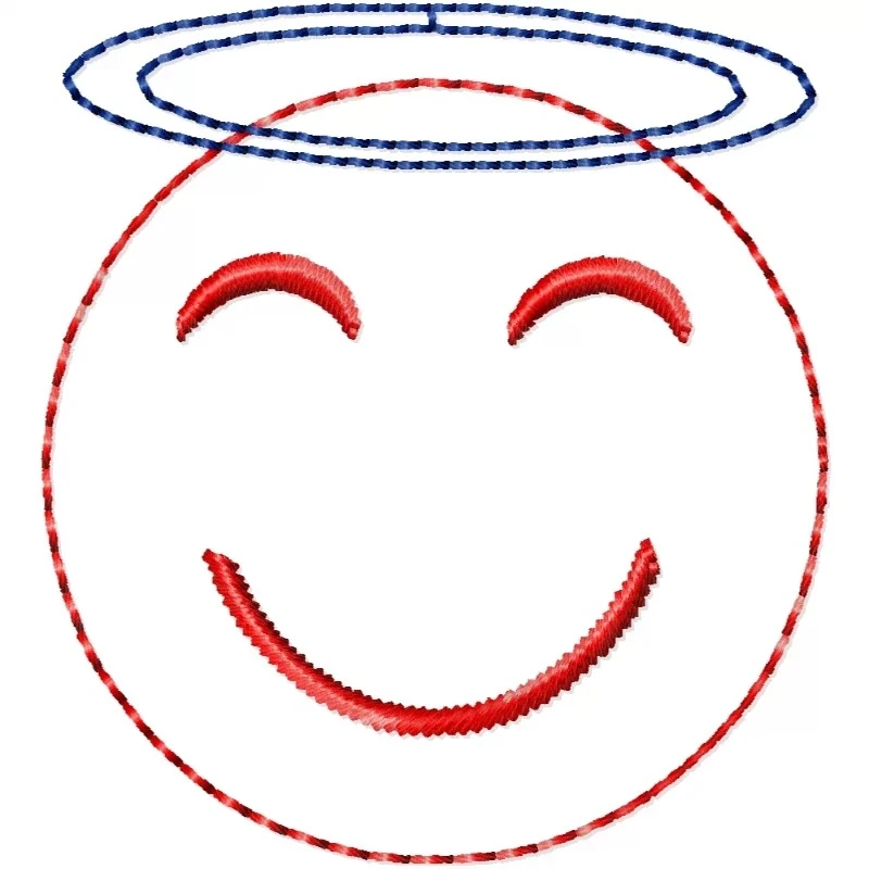 Smiling Face with Halo Outline Embroidery Design