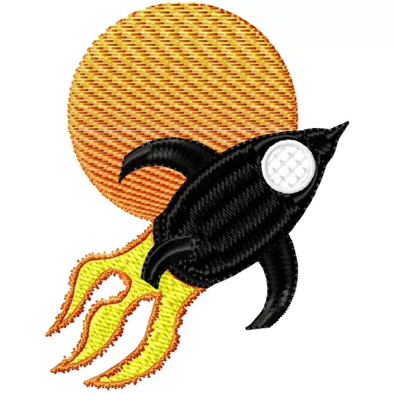 Space Silhouette Rocket with Sun Design Space Silhouette Rocket with Sun Design