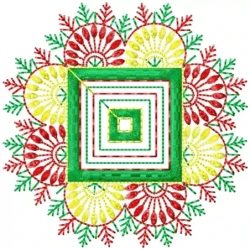 Square Floral Pattern Embroidery Design