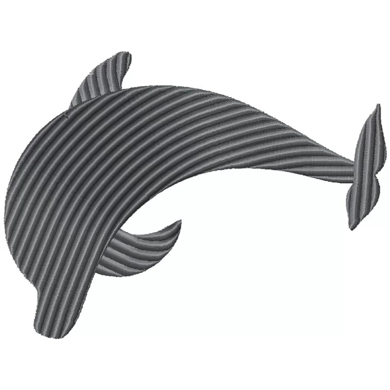 Striped Dolphin Silhouette Embroidery Design Striped Dolphin Silhouette Embroidery Design
