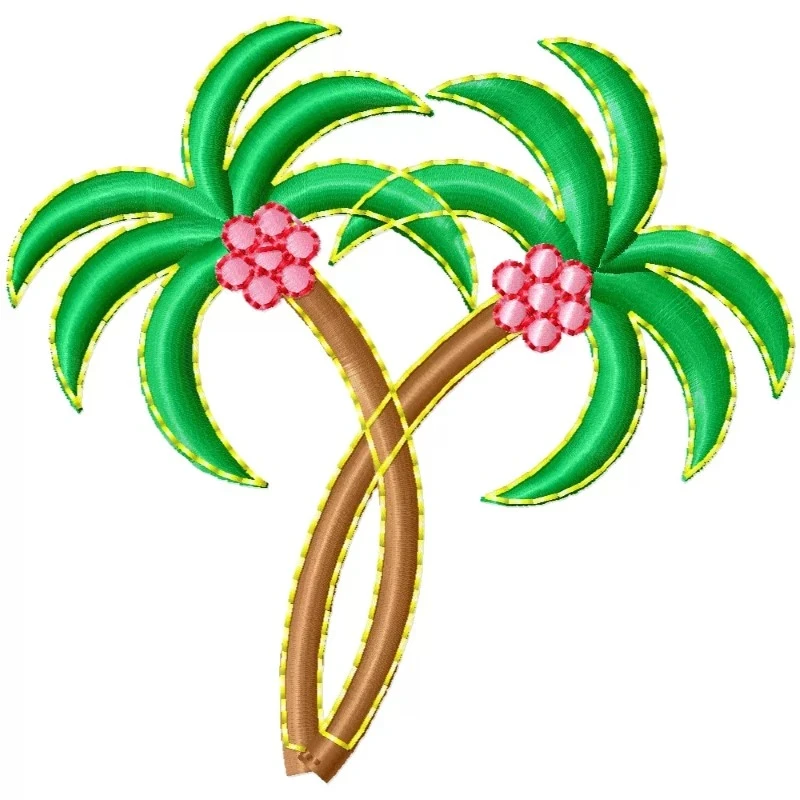 Two Coconut Tree Embroidery Design