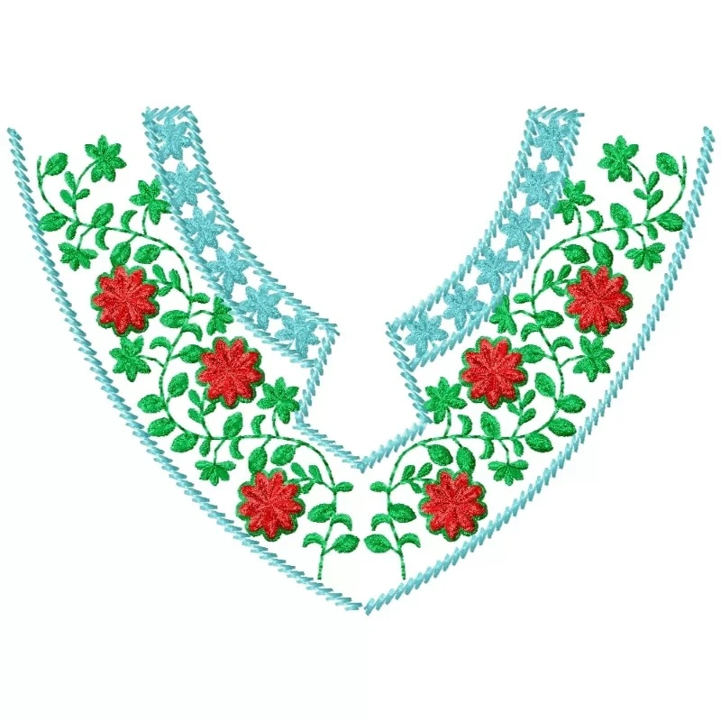 V Shaped Women Neckline Embroidery Design
