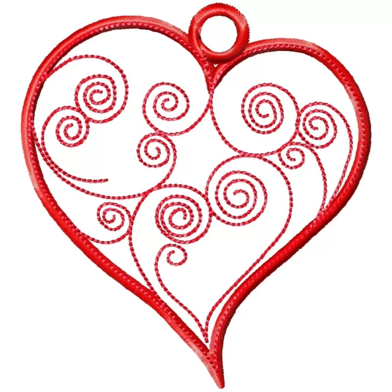 Valentine Heart Outline Keychain Embroidery Design