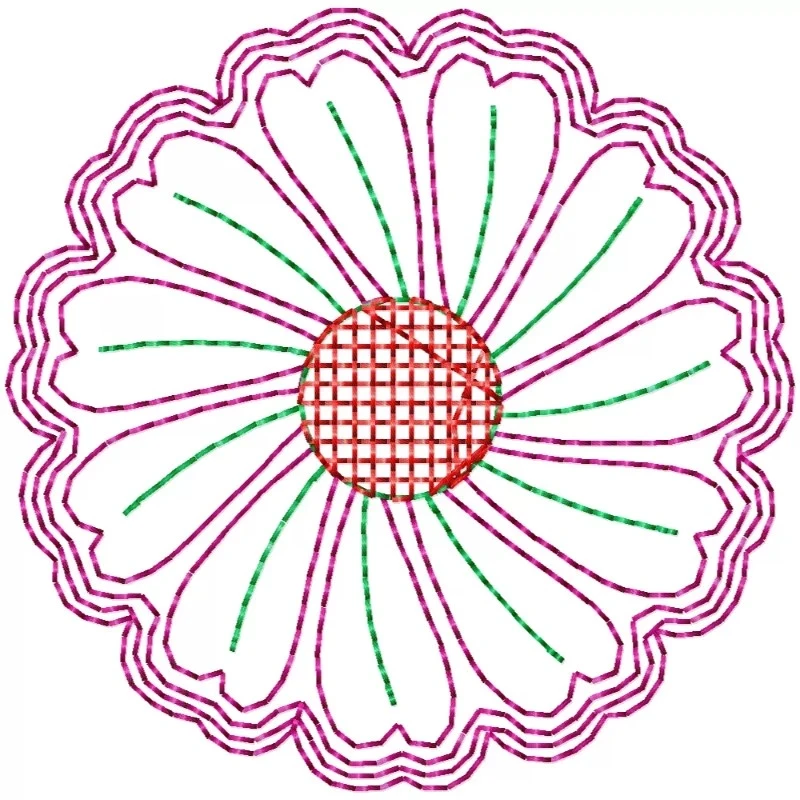 Vintage Outline Flower Embroidery Design Vintage Outline Flower Embroidery Design