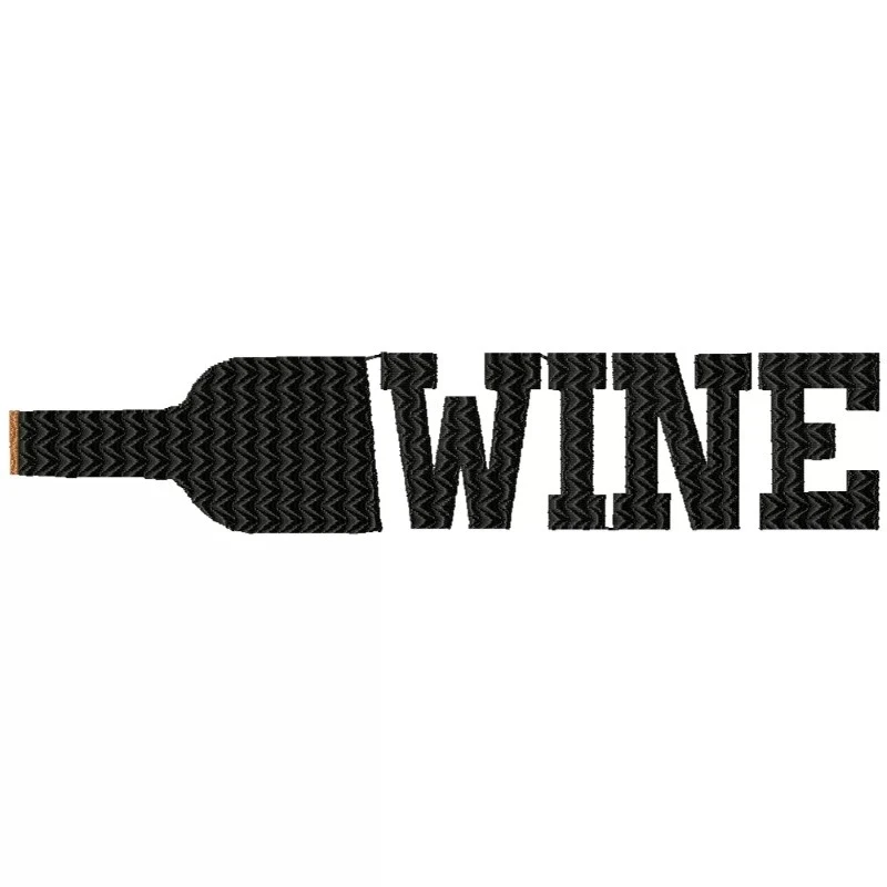 Wine Text Logo Embroidery Design Wine Text Logo Embroidery Design
