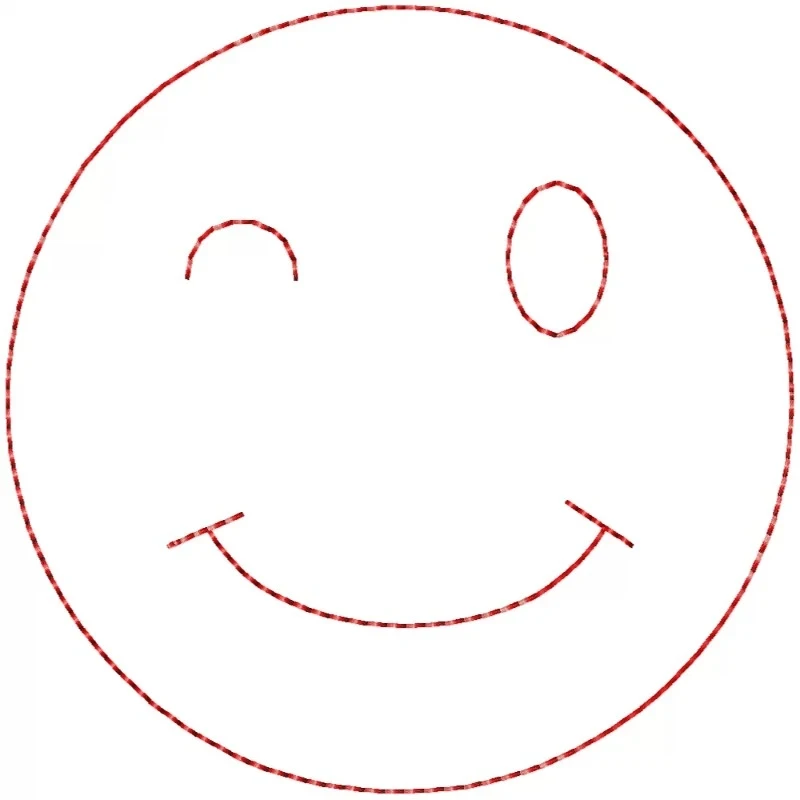 Winking Face Emoji Embroidery Outline Design Winking Face Emoji Embroidery Outline Design