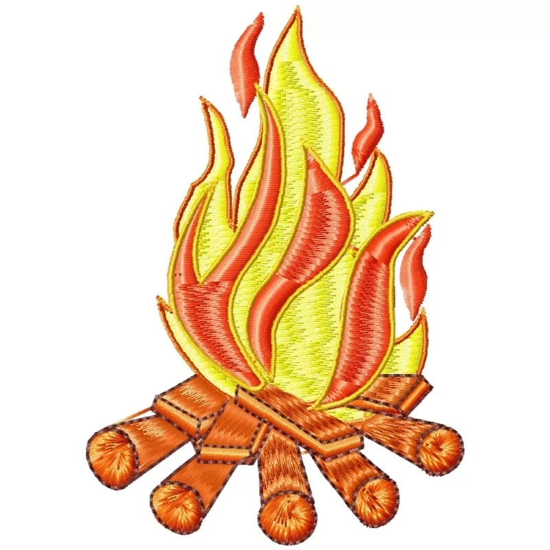 Wood Fire Machine Embroidery Design