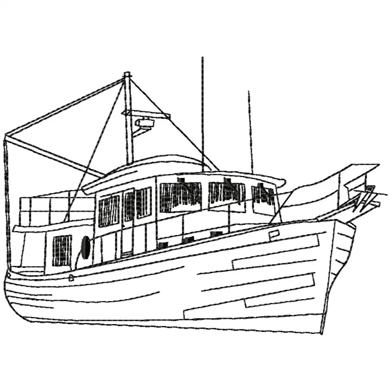 Yacht Ship Outline Embroidery Design Yacht Ship Outline Embroidery Design
