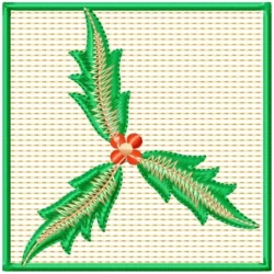 Leaf Floral With Square Outline Embroidery Design