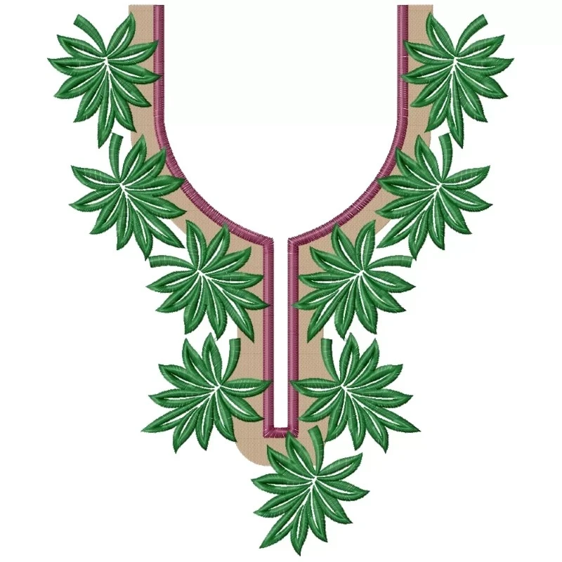 Leaves Neckline Embroidery Design