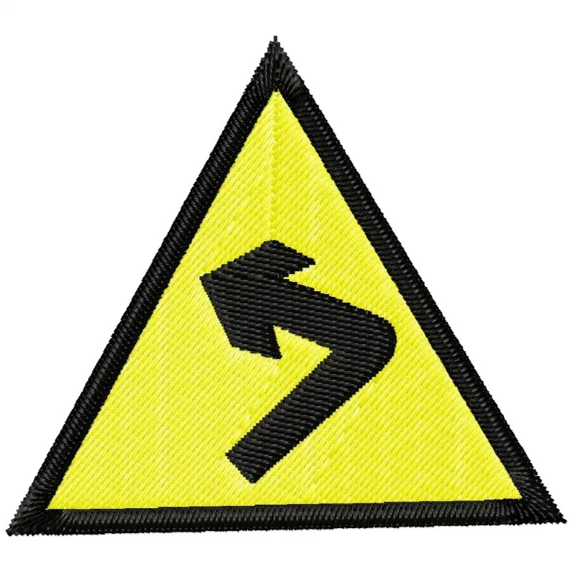 Left Turn Ahead Traffic Sign Embroidery Design Left Turn Ahead Traffic Sign Embroidery Design