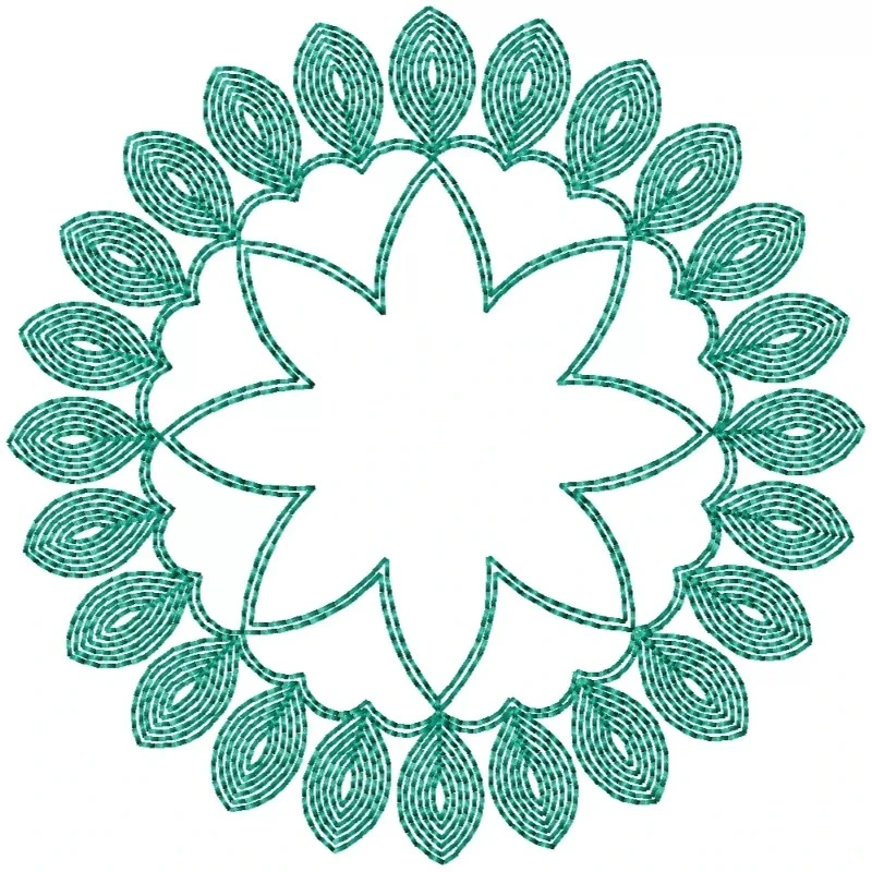 Lineart Outline Star Circle Machine Embroidery Design