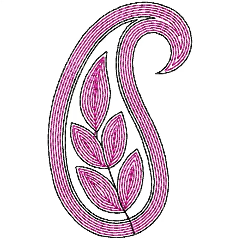Lineart Paisley Leaves Embroidery Design
