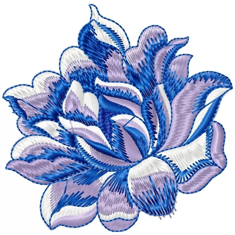 Lineart Purple Rose Embroidery Design
