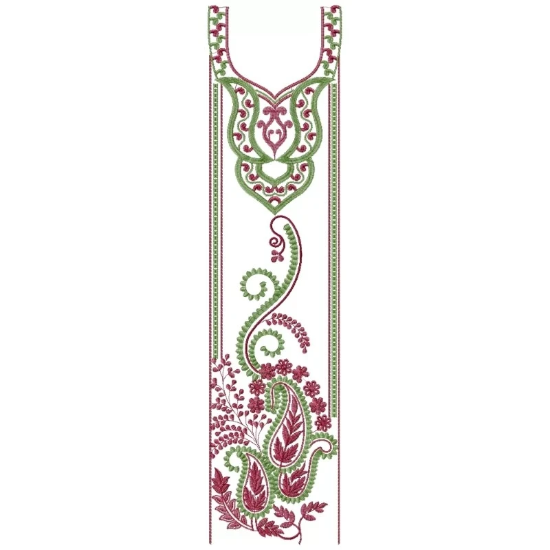 Long Full Dress Embroidery Pattern