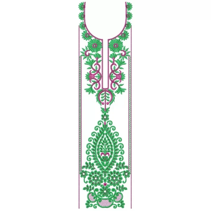 Long Full Embroidery Dress Pattern