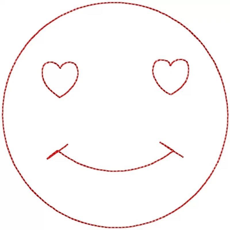 Love Heart Eyes Embroidery Face Outline Love Heart Eyes Embroidery Face Outline