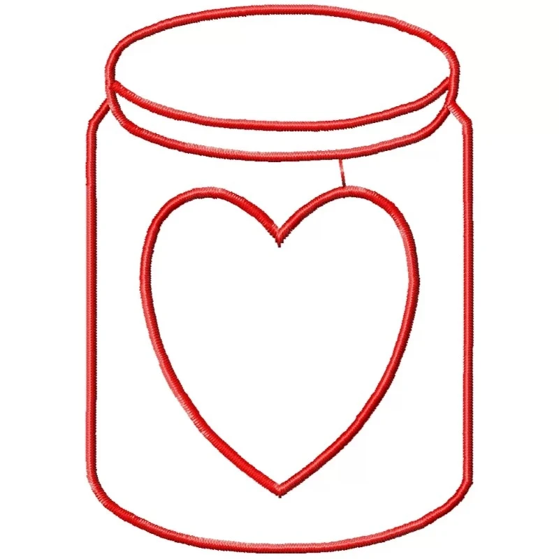 Love Jar Heart Embroidery Design