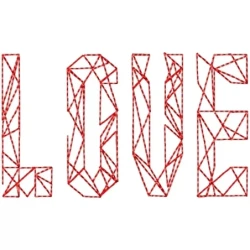 Love Text Outline Machne Embroidery