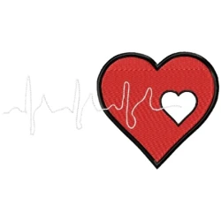 Medical Heartbeat Embroidery Design