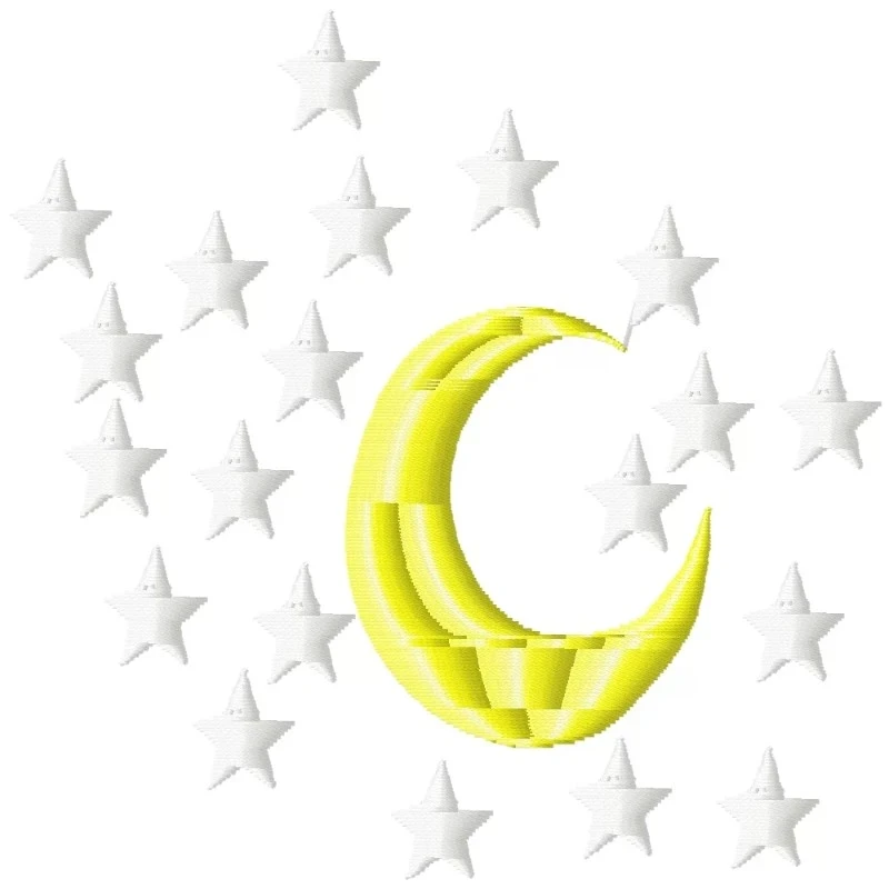 Moon With Lots Of Stars Embroidery Design Moon With Lots Of Stars Embroidery Design