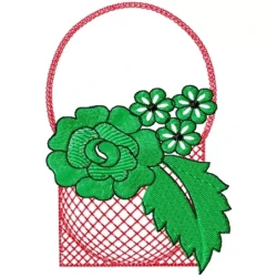Motif Filled Flower Basket Embroidery Design