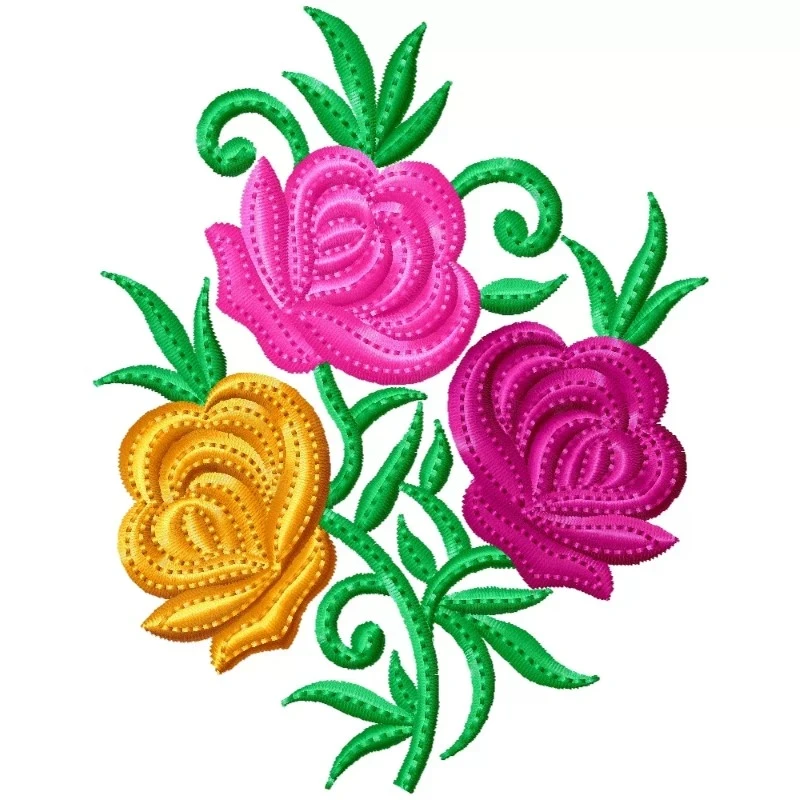 Multi Color Roses Embroidery Design Multi Color Roses Embroidery Design