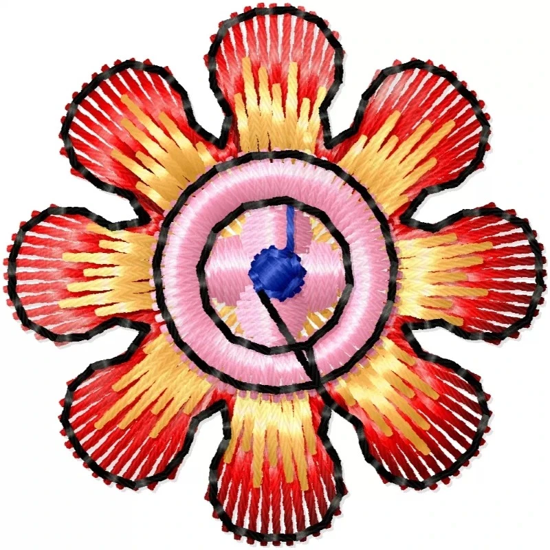 Multi Color Small 2x2 Flower Embroidery Design Multi Color Small 2x2 Flower Embroidery Design